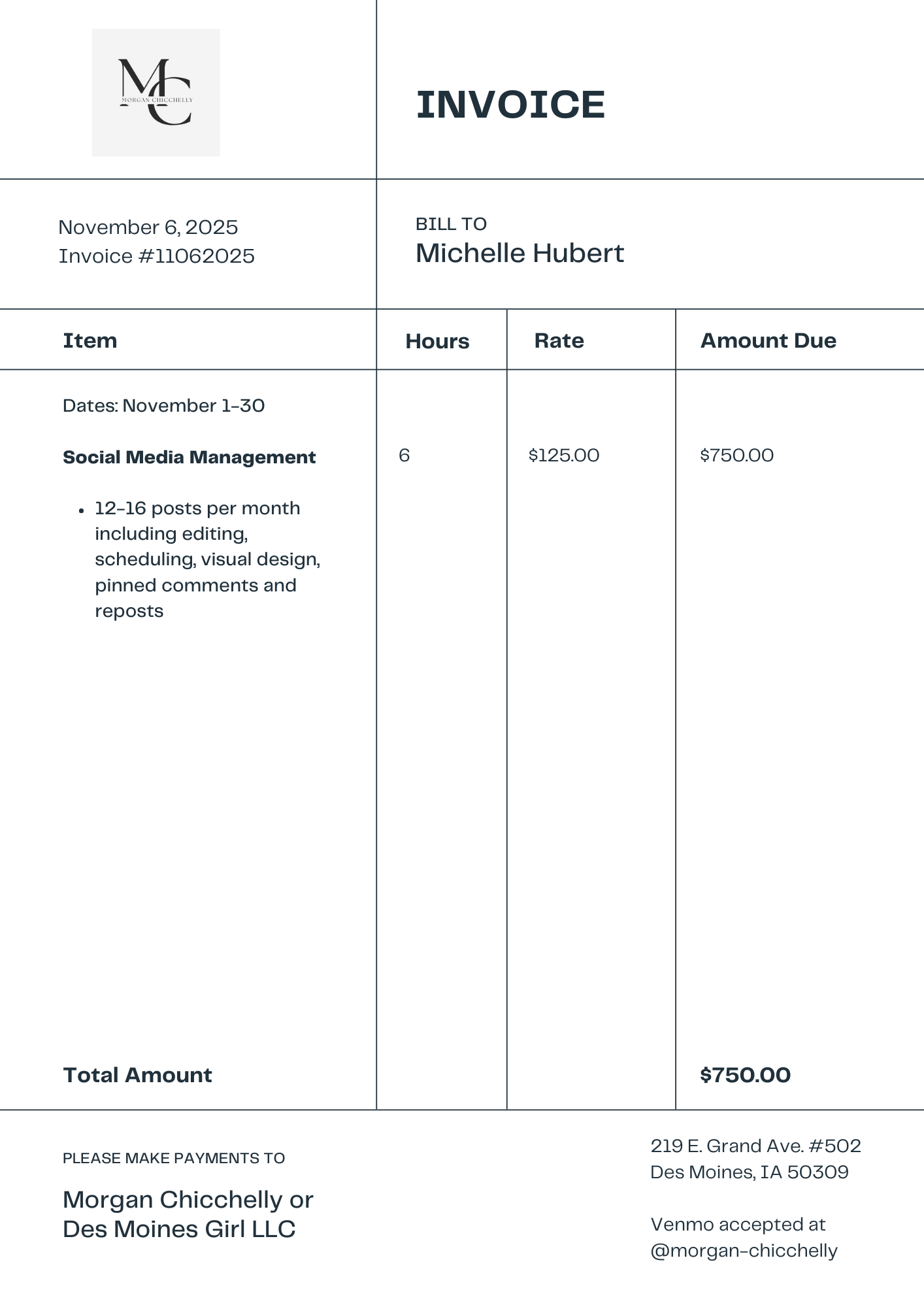 Social Invoice - 2025